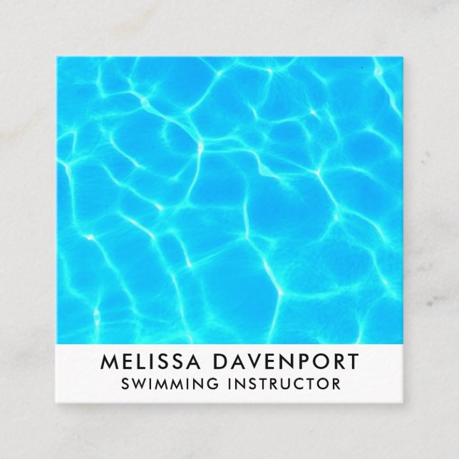 Clear Blue Pool Water Photo Square Business Card (Front)