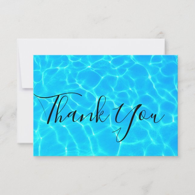 Clear Blue Pool Water Photo Thank You Card (Front)