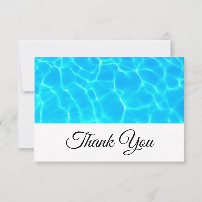 Clear Blue Pool Water Photo Thank You Card (Front)