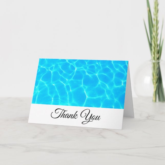 Clear Blue Pool Water Photo Thank You Card (Front)