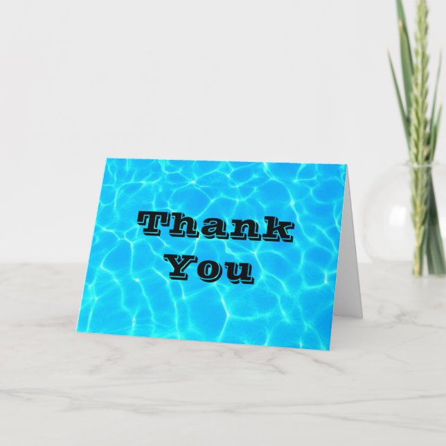 Clear Blue Pool Water Photo Thank You Card (Front)