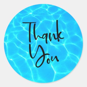 Clear Blue Pool Water Photo Thank You Classic Round Sticker by Mirribug at Zazzle