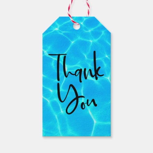 Clear Blue Pool Water Photo Thank You Gift Tags