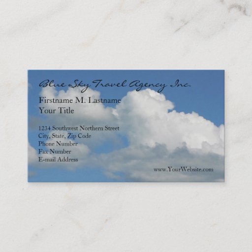 Customizable Clear Blue Sky Business Card Templates