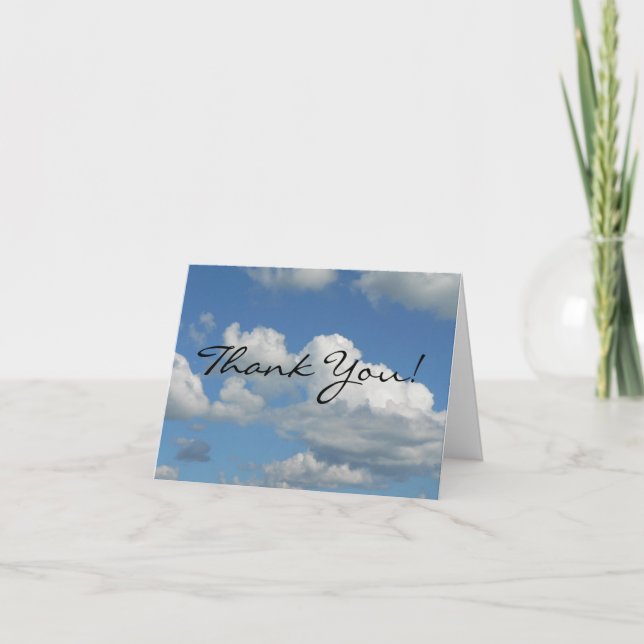 Clear Blue Sky Letterpress Thank You Card (Front)