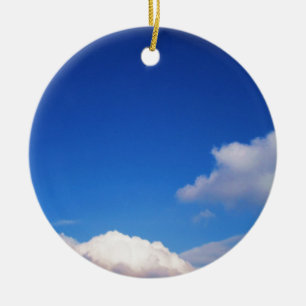 Clear Blue Sky & White Clouds Ceramic Ornament