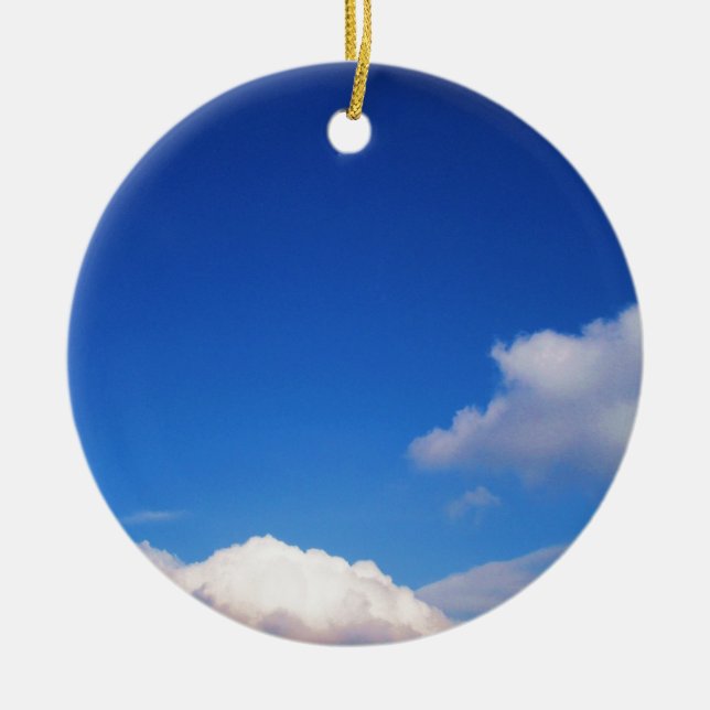 Clear Blue Sky & White Clouds Ceramic Ornament (Front)