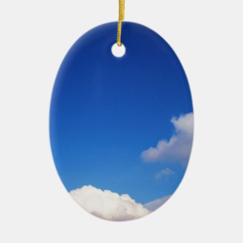 Clear Blue Sky  White Clouds Ceramic Ornament