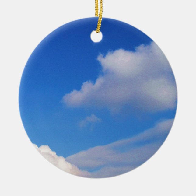 Clear Blue Sky & White Clouds Christmas Ornament (Front)
