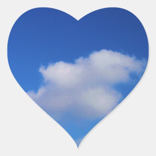 Clear Blue Sky  White Clouds Heart Sticker