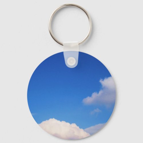 Clear Blue Sky  White Clouds Keychain