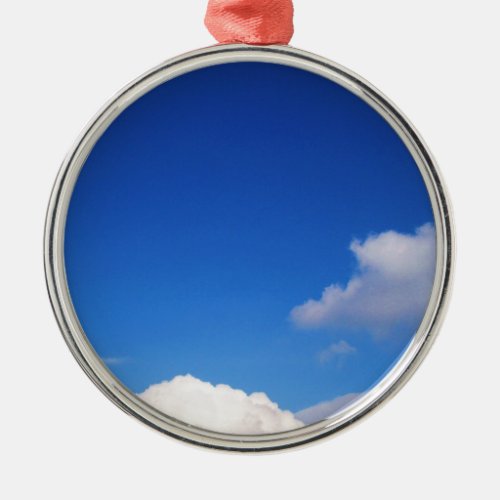 Clear Blue Sky  White Clouds Metal Ornament