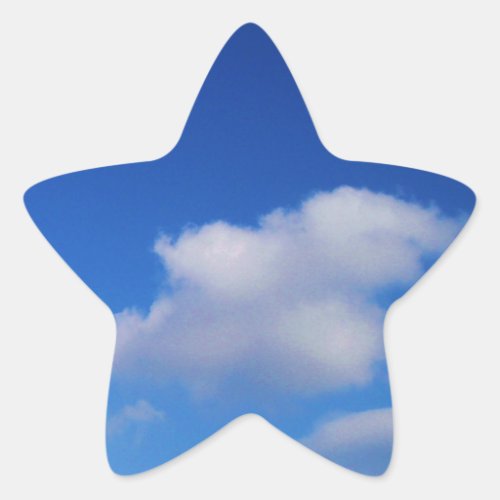 Clear Blue Sky  White Clouds Star Sticker