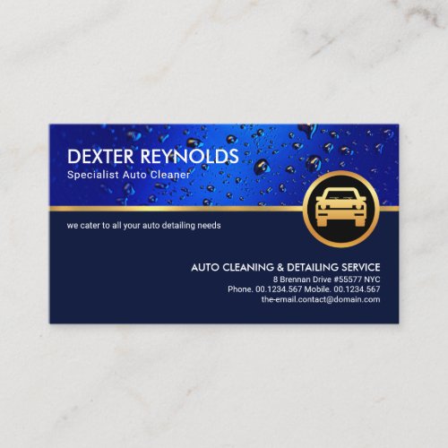 Clear Blue Water Drops Auto Car Wash Business Card