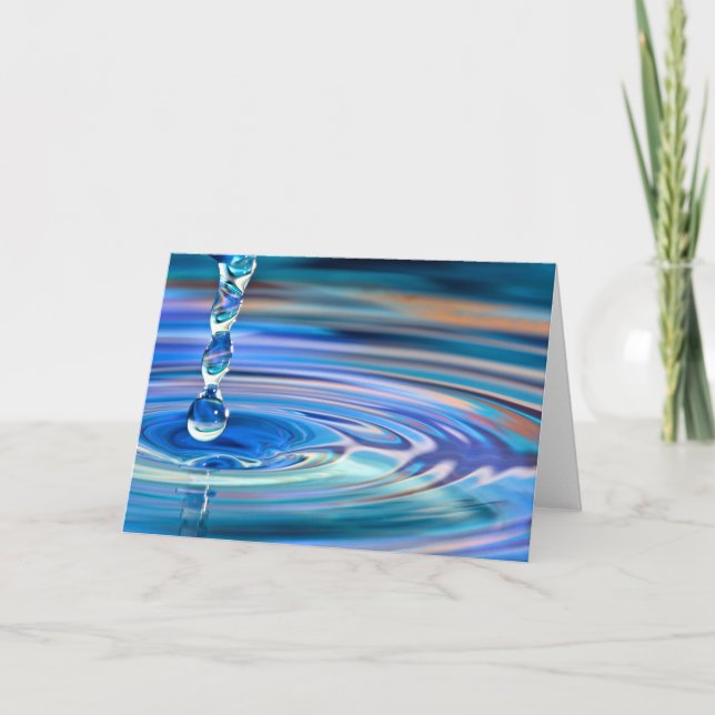 Clear Blue Water Drops Flowing Card (Front)