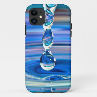 Clear Blue Water Drops Flowing iPhone 11 Case