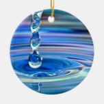 Clear Blue Water Drops Flowing Ceramic Ornament at Zazzle