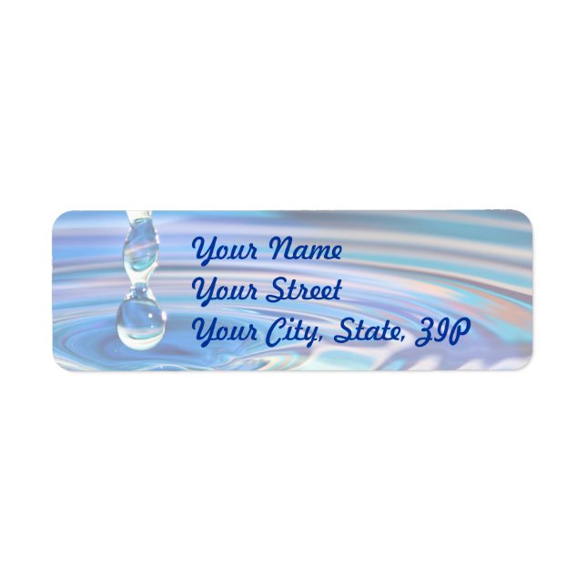 Clear Blue Water Drops Flowing Label (Front)