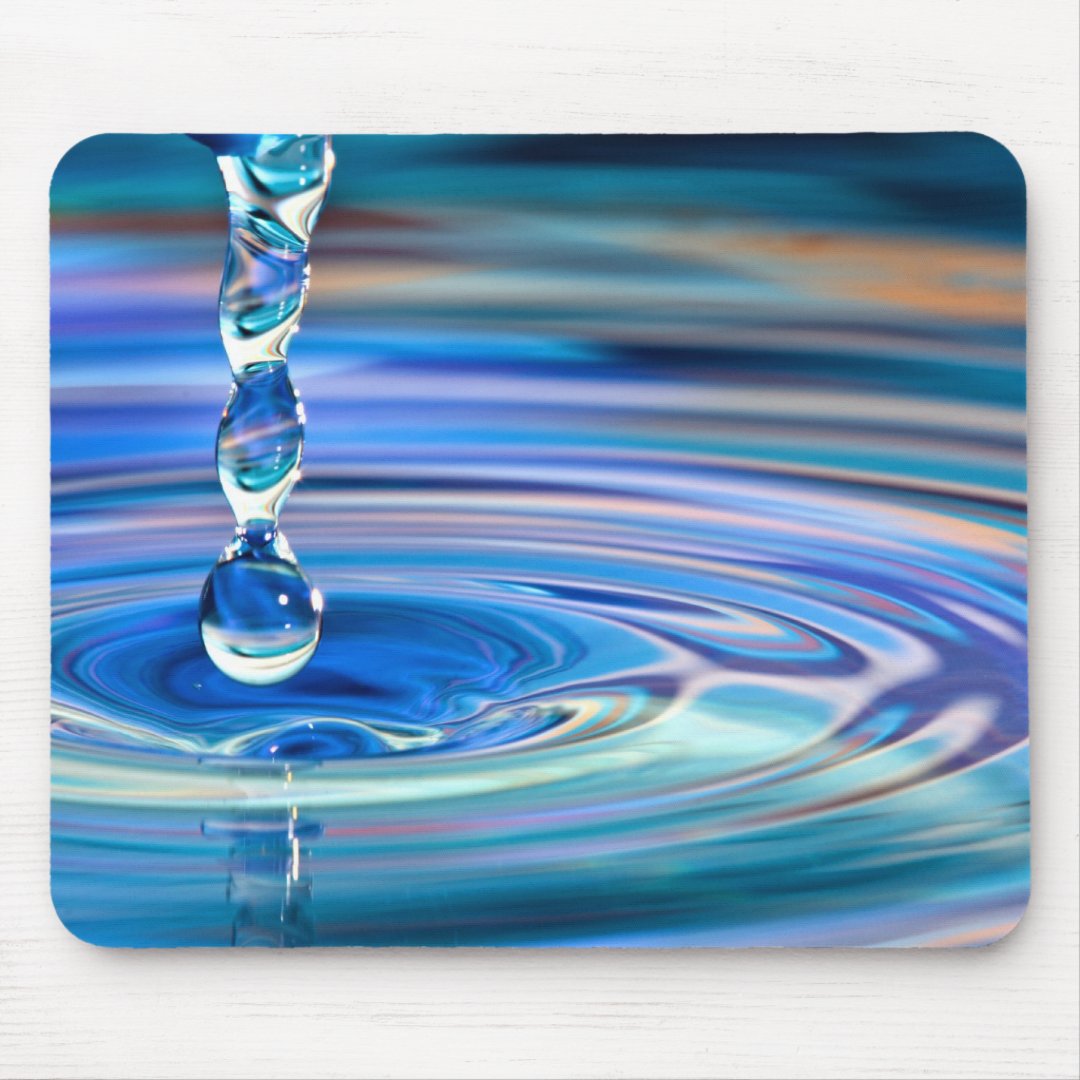 Clear Blue Water Drops Flowing Mouse Pad | Zazzle