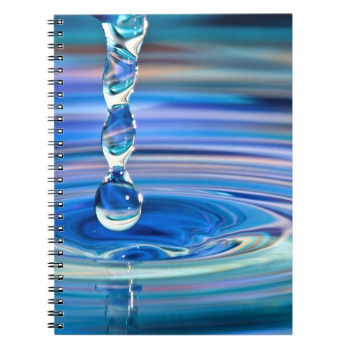 Clear Blue Water Drops Flowing Notebook