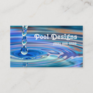 Clear Blue Water Drops Flowing Pool Design Business Card