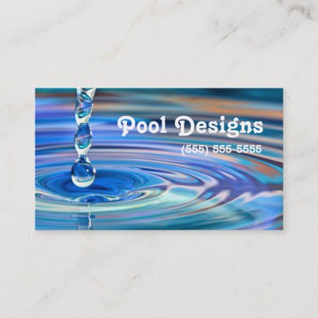 Clear Blue Water Drops Flowing Pool Design Business Card
