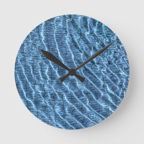 Clear Blue Water Ripples Round Clock