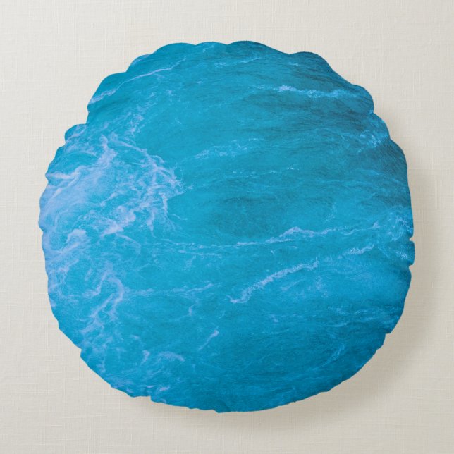 Clear blue water round pillow (Front)