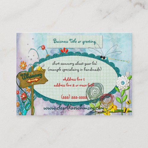 Clear Blue Whimsey CUSTOM Business Card