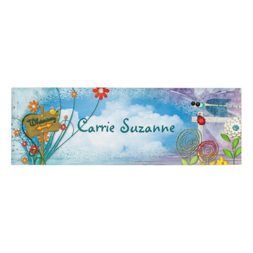 Clear Blue Whimsey Name Tag