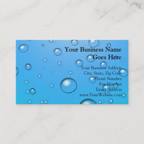 Clear Bubbles, Blue Water Business Cards
