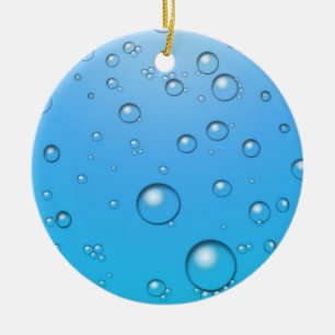 Clear Bubbles, Blue Water Ceramic Ornament