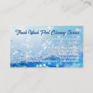 Clear Bubbles Blue Water Pool Cleaning Aquatic Business Card