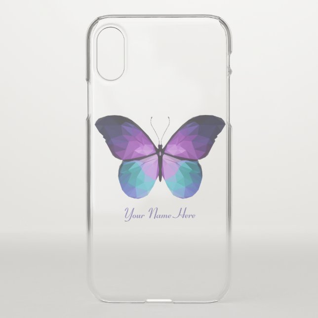 Clear Butterfly iPhone X case Custom name (Back)