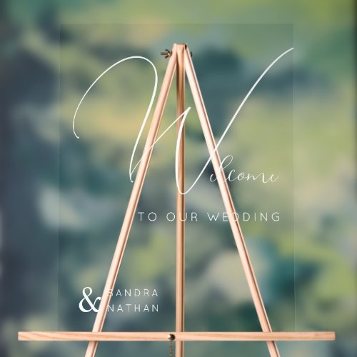 Clear Calligraphic Welcome to Our Wedding Sign