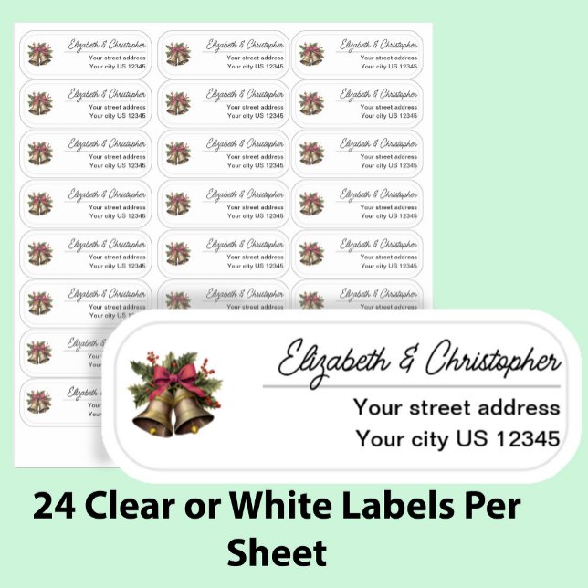 Clear Christmas Bells Return Address Transparent  Sticker (Creator Uploaded)