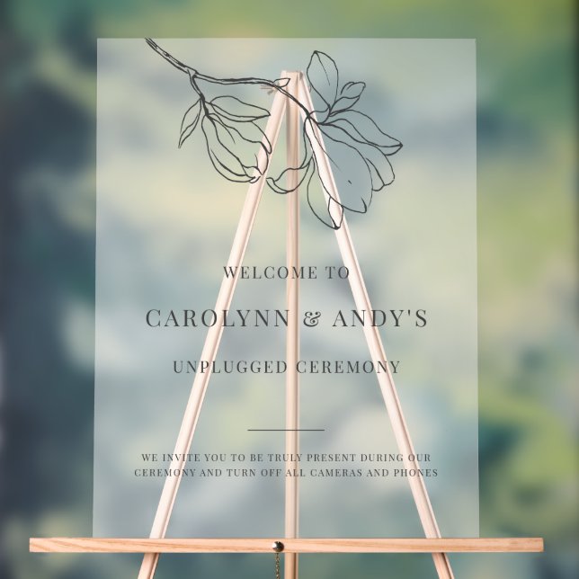 Clear Classy Unplugged Wedding Ceremony Acrylic Sign (Neutral)