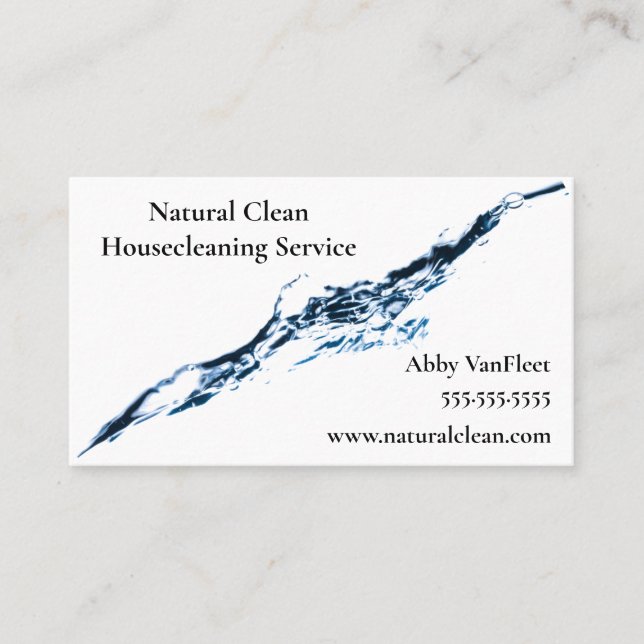 Clear Clean Blue Water Splash 2 Business Card (Front)