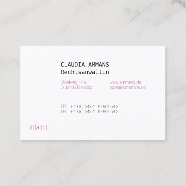 Clear, colorful, clear business card (Back)