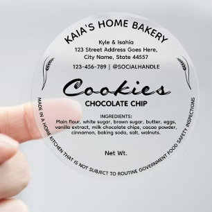 Clear Cookies Label Cottage Bakery Packaging