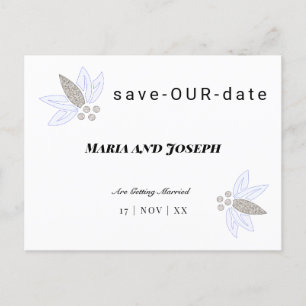 Clear Corporate Flora Save Our Date Announcement Postcard