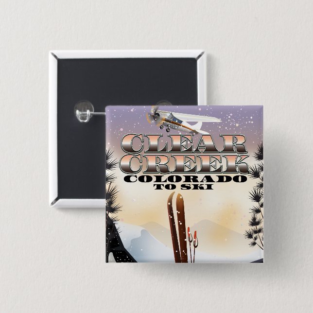 Clear Creek,, Colorado Ski poster. Button (Front & Back)
