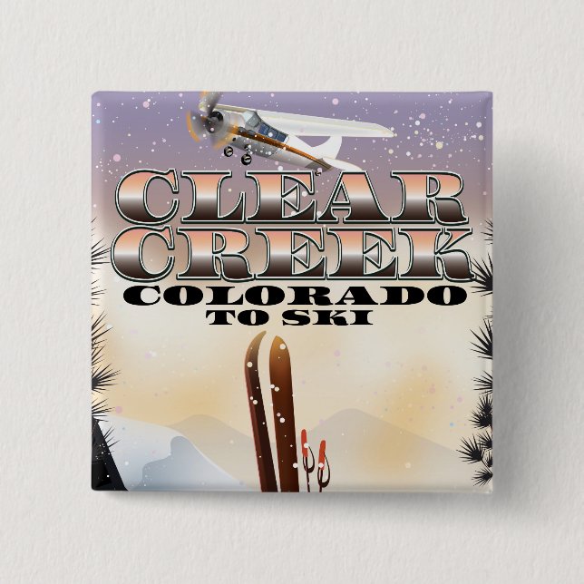 Clear Creek,, Colorado Ski poster. Button (Front)