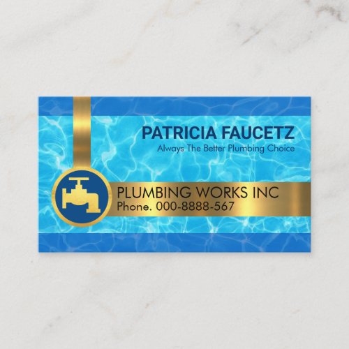 Clear Crystal Water Gold Faucet Business Card