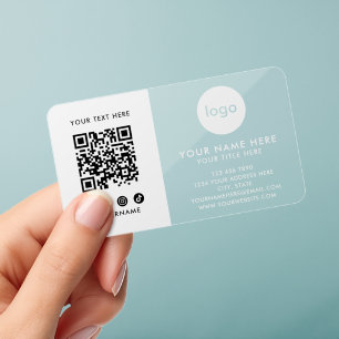 Clear Custom Logo QR Code Professional White Block Business Cards