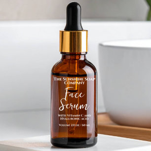 Clear Face Serum Label White Text