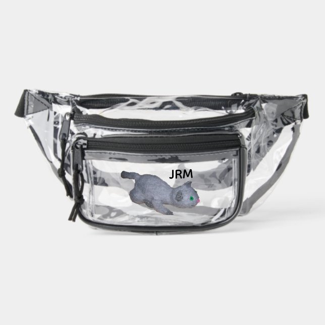 Clear Fanny Pack - Kitten with Initials (Front)