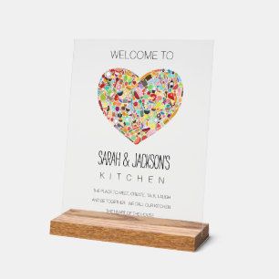 CLEAR Food Love Heart Kitchen Welcome Sign