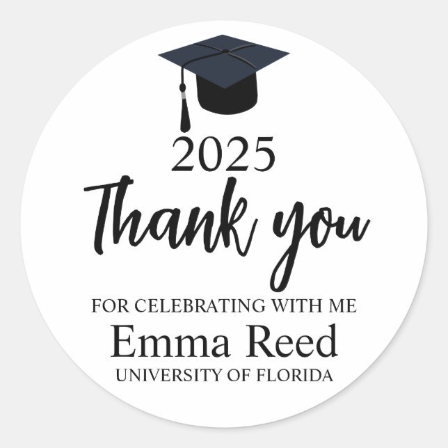 Clear Graduation Stickers/Graduation Decorations 2 Classic Round Sticker (Front)