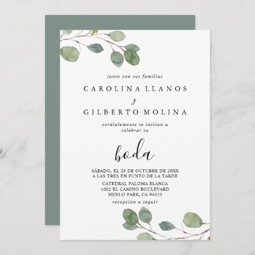 Clear Greenery Botanical Eucalyptus Boda Wedding  Invitation